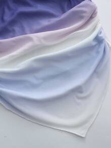 Bluhae Millennium Print Pattern Sleeveless Asymmetrical Hem Crop Top, Suitable For Summer Beach Vacation - Purple - View 7