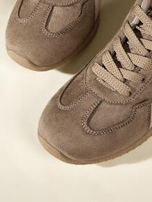 CUCCOO EASI Zapatillas deportivas casuales cómodas y de suela plana para mujer - Caqui - Ver 5