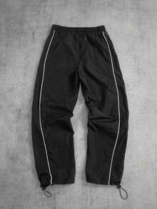 Manfinity ZONE917 男士抽绳腰带火焰印花宽松休闲日常运动裤 - 彩色 - 查看 4