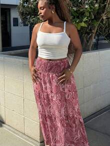 Tyla Gomez 女士波西米亚风印花长裙，休闲度假和日常穿着，春夏 - 紅色 - 查看 5