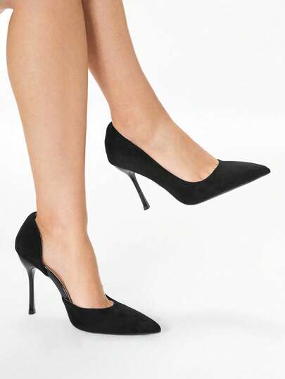 Glitzique Zapatos de tacón alto elegantes para mujer, tacones altos puntiagudos y delgados de moda, stilettos con abertura lateral sexy, estilo elegante para fiestas, otoño/invierno