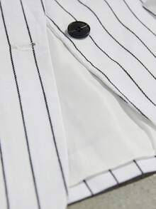 Aveloria Modichic 新款轻薄条纹修身单排扣V领条纹西装外套，春夏休闲度假装 - 彩色 - 查看 7