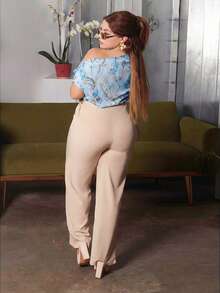 Lupita Cardoza 女士斜肩宽松印花衬衫，新年夏日度假女装 - 藍色 - 查看 2