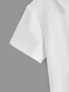 SHEIN 青少年男孩骑士印花休闲百搭日常短袖Polo衫 - 白色 - 查看 5