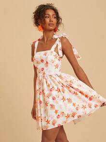 Travachic Tropical Marine Life Print Cami Dress - Apricot - View 6