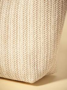 Travachic 2025新款乡村风多用途女士单肩包休闲大容量托特包编织草编包沙滩包休闲风 - 米色 - 查看 4