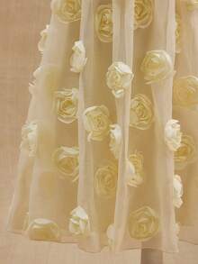 Sweet And Lovely Lace-Trimmed Short A-Line Babydoll Dress For Girls, Perfect For Wedding Season, Performances, Birthday Parties, Banquets, And All Seasons. - Apricot - View 4