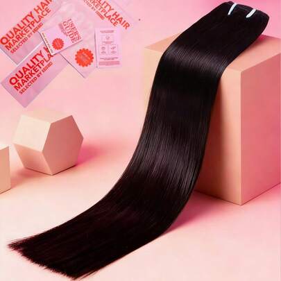 14-28英寸奢华直发人发束，原生发接发，高级真发双层发片，1束高光泽长寿命，日常及沙龙品质，柔软丝滑，高级隐形接发