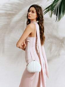 SHECARRY Ladies Clutch Bag, Exquisite Resort Shell Clutch Bag - White - View 9