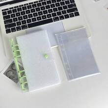 Zazumi Bộ sổ tay PVC 6 lỗ, gồm bìa trong suốt cài một nút A6, nhãn dán 3D, sổ tay trong suốt cài một nút, nhãn dán trang trí, sổ tay tự làm. - Nhiều màu - Xem 7
