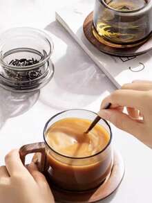Glass Filter Water Cup, Glass Cup, Tea Cup, Heat-Resistant Tea Water Separation Cup, Office & Home Water Cup, Mini Cup, New Design - Grey - View 6