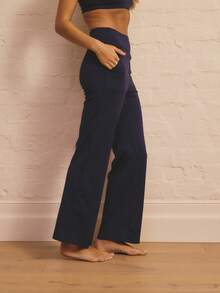 Aralina Leisurewear Active Women's High Waisted Straight Leg Gym Workout Pant With Pockets - Navy Blue - View 6