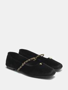 2025 Spring New French Soft Square Toe Mary Jane Flats, Black - Black - View 8