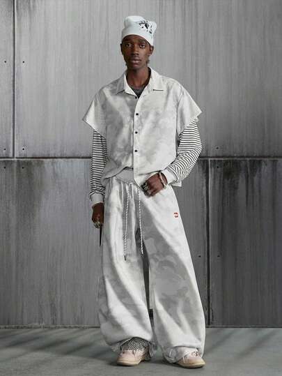 NEON BLANC Men's Casual Everyday Camouflage Print Slant Pocket Wide Leg Sweatpants