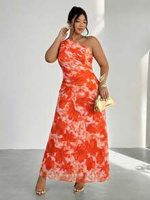 Firerie Đầm nữ cỡ lớn thanh lịch, tối giản, thời trang cơ bản, phù hợp cho công sở, đi làm, lễ hội âm nhạc, kỳ nghỉ biển, đầm ôm sát không tay cổ lệch xếp ly xuyên thấu. - trái cam - Xem 6