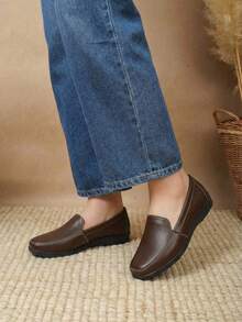 Women Loafers Shoes - Brown - View 3