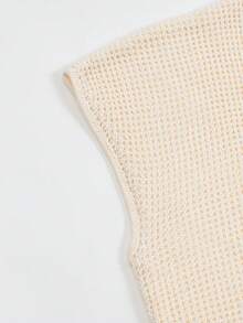 EMERY ROSE Deep V-Neck Button Casual Short Sleeve Top - Apricot - View 7