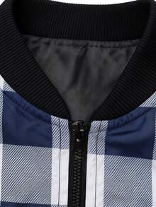 Manfinity Homme Men's Plaid Long Sleeve Zip-Up Collar Casual Baseball Jacket - Multicolor - View 4