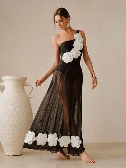 Swim Oasis 新款女士连体印花泳衣，性感优雅的泳装套装，带裙摆，修身遮盖，适合海滩度假，春夏皆宜