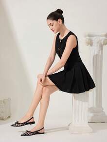 CUCCOO CHICEST Sandalias planas de punta puntiaguda, versátiles y transpirables de malla para mujer en verano - Albaricoque - Ver 3