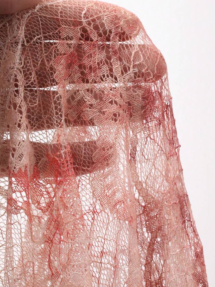 Pink Lace Print Long Sleeve Tie Waist Dress Summer Sun Dresses For Women