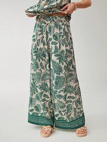 Soleia 女士热带印花露背上衣和裤子两件套，度假海滩风 - 彩色 - 查看 6