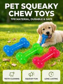 PETSIN 1 pieza Juguete para mascotas de TPR - Hueso de perro con púas para limpieza dental - Multicolor - Ver 8