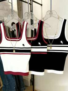 Resyla Set de 3 tops ajustados de tirantes con rayas para mujer - Multicolor - Ver 4