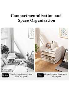 2/4pcs Stackable File Tray Organizer - A4 Paper Sorting Desktop Tray With 2/4 Tier File Racks, Office & Study Supplies, Desk Organizer - Back To School Essential - Multicolor - View 5
