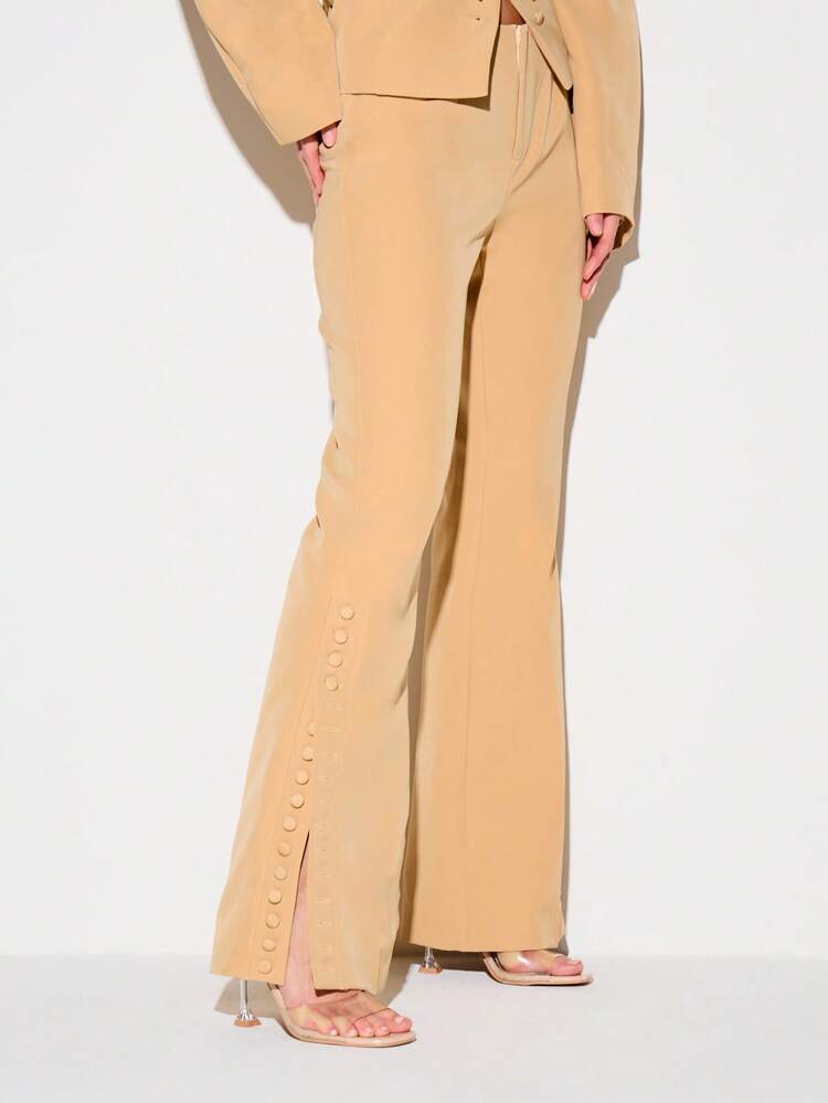 KIZN Tailored Flare Pants With Button Details