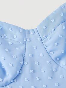 SHEIN MOD 蓝色连衣裙，胸部有褶裥，肩部系带，收腰设计，裙摆呈喇叭形，适合婚礼、生日派对、约会、度假、下午茶等场合。 - 藍色 - 查看 3