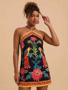 Travachic 女士梭织印花露背迷你连衣裙 - 彩色 - 查看 3