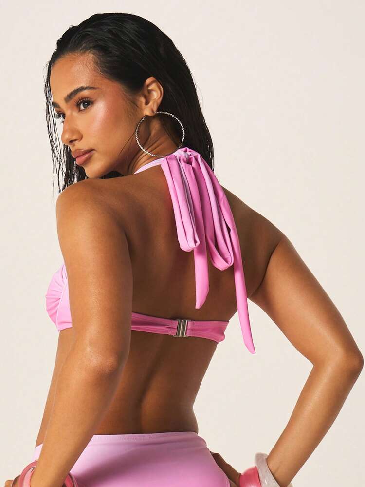 MISSGUIDED Ombre Halter Bikini Set With High Rise Bottom