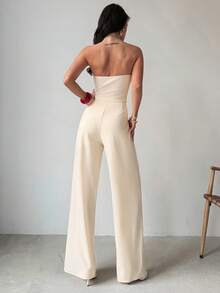 Firerie Bộ đồ nữ màu trơn gồm áo crop top trễ vai, cài cúc kim loại và quần cạp cao xếp ly, trang phục công sở gợi cảm và thanh lịch, thích hợp cho mùa xuân/hè, đi làm, các buổi lễ hội âm nhạc, hẹn hò lãng mạn, tiệc tùng, mùa cưới, lễ tốt nghiệp, dạ hội, biểu diễn, hòa nhạc, đồng phục công sở và nhiều dịp khác. - Màu be - Xem 9