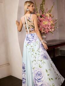 MOTF Soiréza SPRING/SUMMER FLORAL PRINT CONTRAST MESH DRESS - Multicolor - View 5