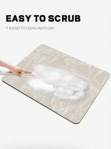 1PC 40x30cm Waterproof Non Slip Rubber Back Absorbent Soft Silicone Mud Line Drawing Flower Lotus Printed Placemat Multipurpose Kitchen Dining Mat For Coffee Machine Espresso Maker Dish Rack Plate Drying Tray Coffee Pot Mat Kitchen Table Accessories - Multicolor - View 6