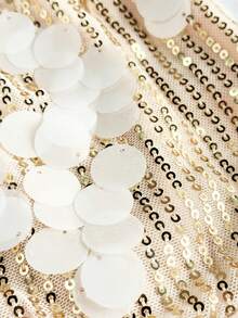 Roelina Vacation Stylish Sequin Backless Halter Neck Blouse For Women - Yellow - View 6