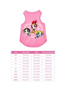 THE POWERPUFF GIRLS X SHEIN 1 Áo khoác cho thú cưng in họa tiết hoạt hình, quần áo cho mèo, quần áo cho chó, cỡ XXS-XXXXL, cỡ cực nhỏ, cỡ cực lớn. - Hồng - Xem 6