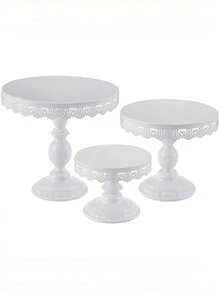 Elegant White Metal Cake Stand With Lace Detail - Tiered Dessert Display Tray For Cupcakes, Birthday Party & Events - Multicolor - View 8