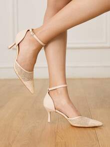 CUCCOO HITCHD 新款粉色尖头细跟镂空网面时尚优雅女式高跟鞋 - 粉色 - 查看 6