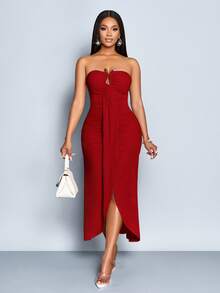 Women Midi Dresses - 紅色的 - 查看 4