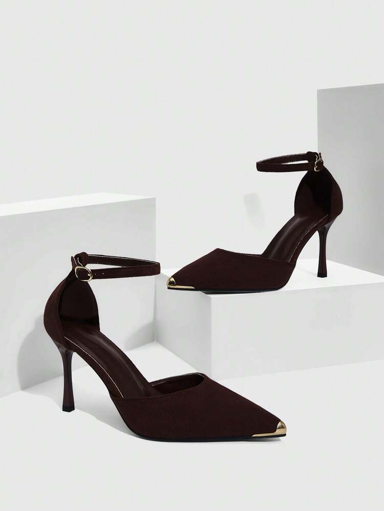 CUCCOO SZL Escarpins à talons hauts aiguilles sexy pour soirée, mariage,  avec bout en métal, style creux pour femmes