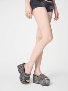Sugerpunk Women Platforms & Wedge Sandals - Black plaid hair - View 2