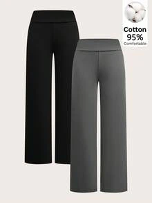 SHEIN PETITE CURVE Quần dài cỡ lớn, kiểu dáng thường ngày, đa năng, màu trơn. - Nhiều màu - Xem 8
