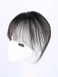 4x6CM Human Hair Topper With Bangs Invisible Swiss Net Hair Piece Straight Topper Increase Hair Volume Hairpiece Secure Clip For Women - Natural Black - View 7