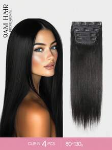 Clip In Hair Extensions Human Hair, 8-24 Inch Clip In Extensions For Women, Invisible Straight Seamless Clip Ins Hair Extensions 4pcs Double Weft #1B Natural Black - Natural Black - View 1