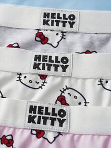 HELLO KITTY AND FRIENDS | SHEIN 女士卡通印花弹力腰休闲三角裤 - 白色 - 查看 3
