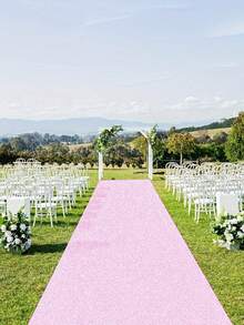 Pink Glitter Sequin Aisle Runner Wedding Birthday Party Decor Sparkle Carpet Non Shedding Indoor Outdoor Event Commercial Home Decoration Reusable Sturdy Non Slip Backing - Pink - View 2