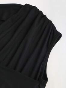 Sweetra Y2K Sexy Metal Buckle Versatile Commute Wide Leg Jumpsuit - Black - View 5