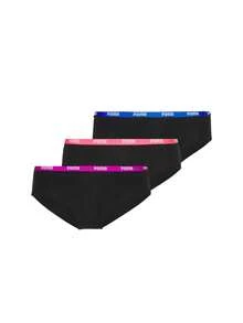 Puma 3 Pack Women's Hipster Briefs - Black/Blue/Purple/Orange - View 1